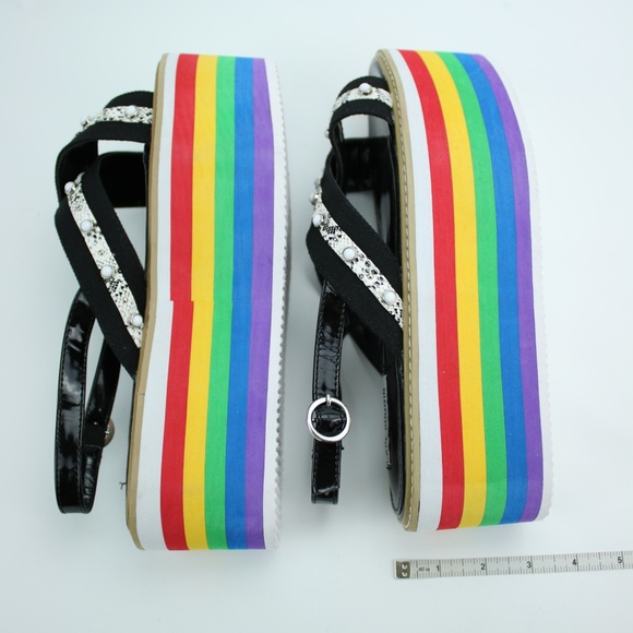 Rainbow Platform Sandals Snake Heels Strappy Pride - Picture 7 of 8